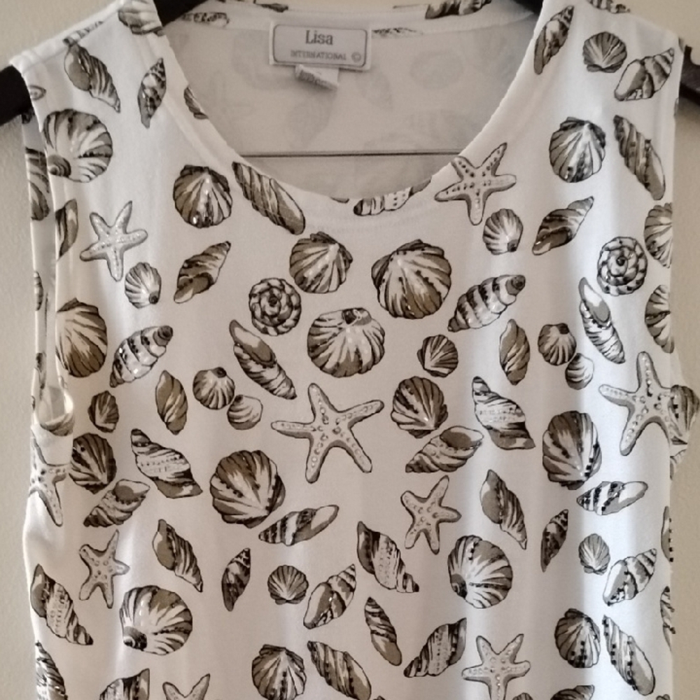 Lisa International White Black Tank Top
